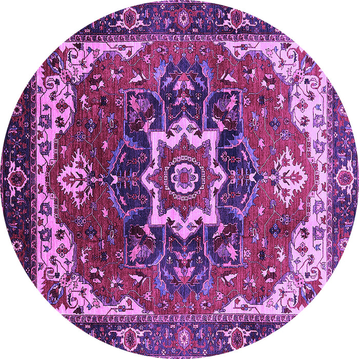 Round Machine Washable Oriental Purple Industrial Area Rugs, wshurb1151pur
