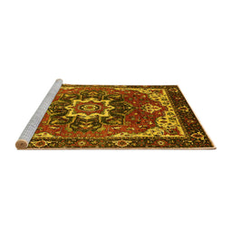 Sideview of Machine Washable Oriental Yellow Industrial Rug, wshurb1151yw