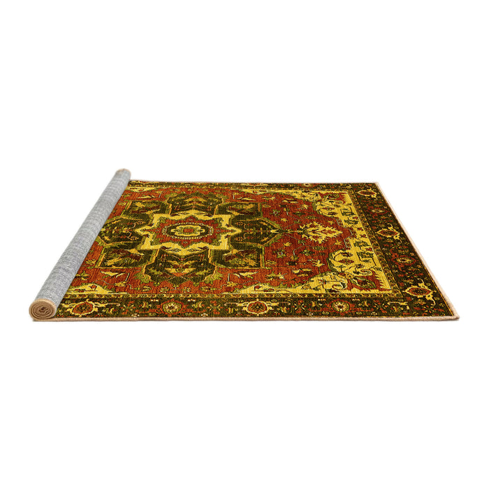 Sideview of Machine Washable Oriental Yellow Industrial Rug, wshurb1151yw