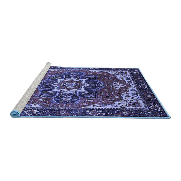 Sideview of Machine Washable Oriental Blue Industrial Rug, wshurb1151blu