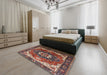 Mid-Century Modern Brown Oriental Rug in a Bedroom, urb1151