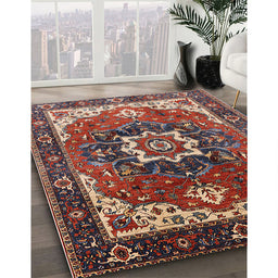 Mid-Century Modern Brown Oriental Rug in Family Room, urb1151