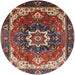 Round Mid-Century Modern Brown Oriental Rug, urb1151