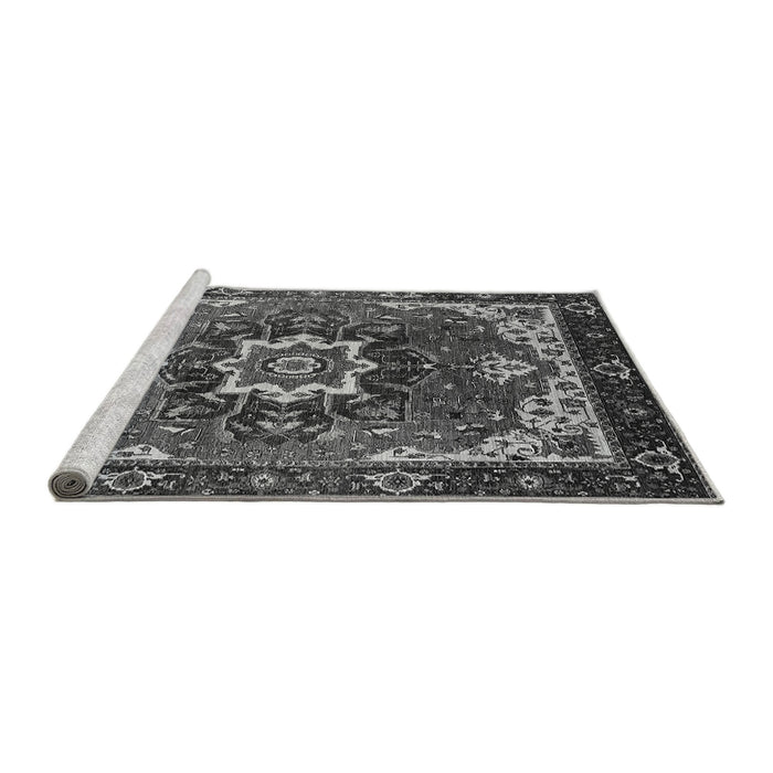 Sideview of Machine Washable Oriental Gray Industrial Rug, wshurb1151gry