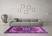 Machine Washable Oriental Purple Industrial Rug, wshurb1151pur