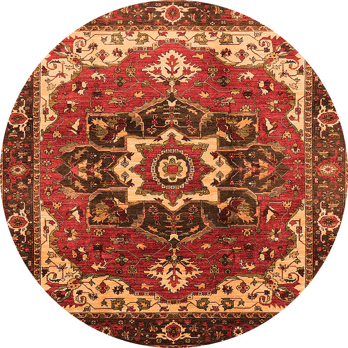 Round Oriental Orange Industrial Rug, urb1151org