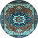 Round Oriental Light Blue Industrial Rug, urb1151lblu