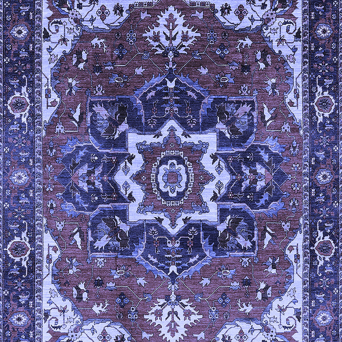 Machine Washable Oriental Blue Industrial Rug, wshurb1151blu