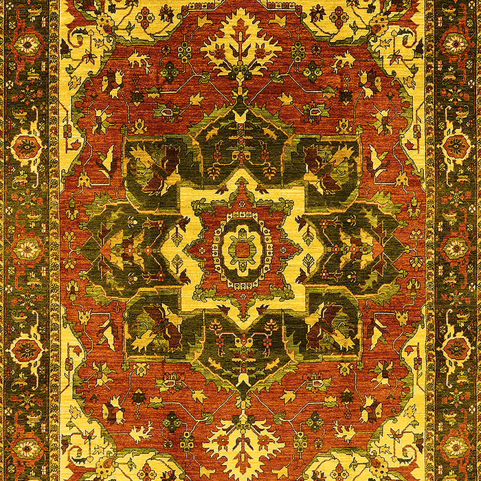 Machine Washable Oriental Yellow Industrial Rug, wshurb1151yw