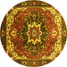 Round Oriental Yellow Industrial Rug, urb1151yw