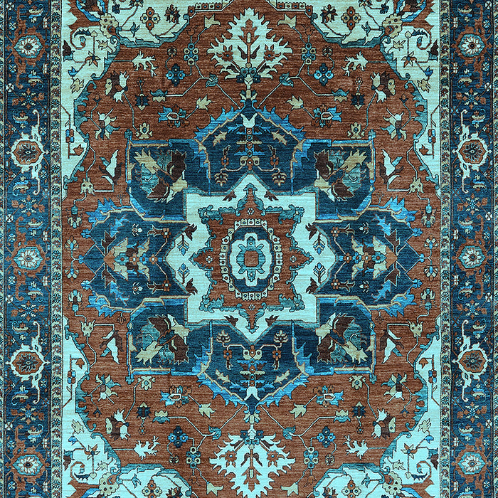 Machine Washable Oriental Light Blue Industrial Rug, wshurb1151lblu