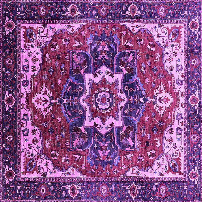Square Machine Washable Oriental Purple Industrial Area Rugs, wshurb1151pur