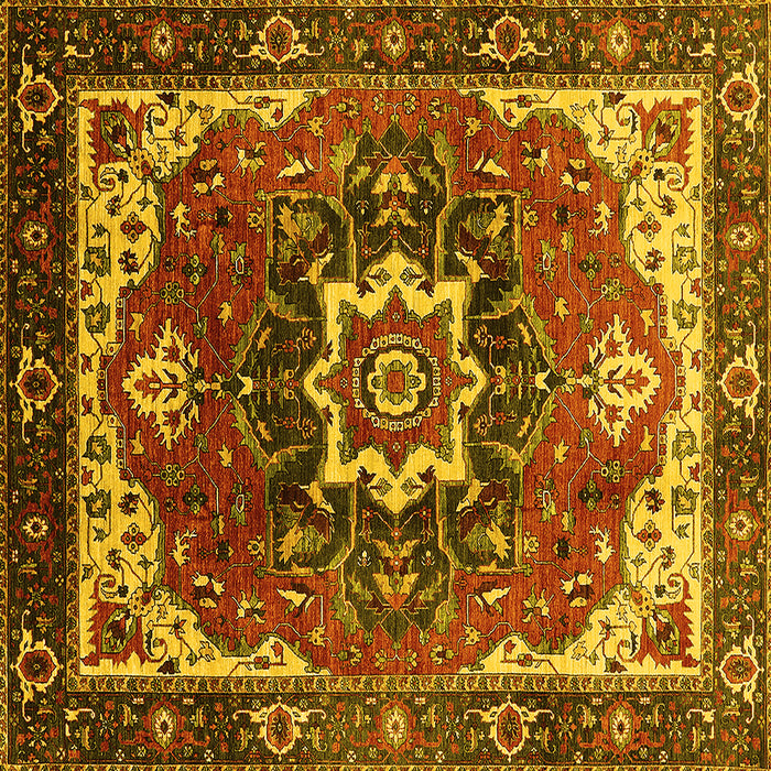 Square Machine Washable Oriental Yellow Industrial Rug, wshurb1151yw