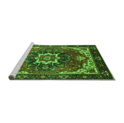 Sideview of Machine Washable Oriental Green Industrial Area Rugs, wshurb1151grn
