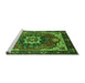 Sideview of Machine Washable Oriental Green Industrial Area Rugs, wshurb1151grn