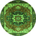 Round Oriental Green Industrial Rug, urb1151grn