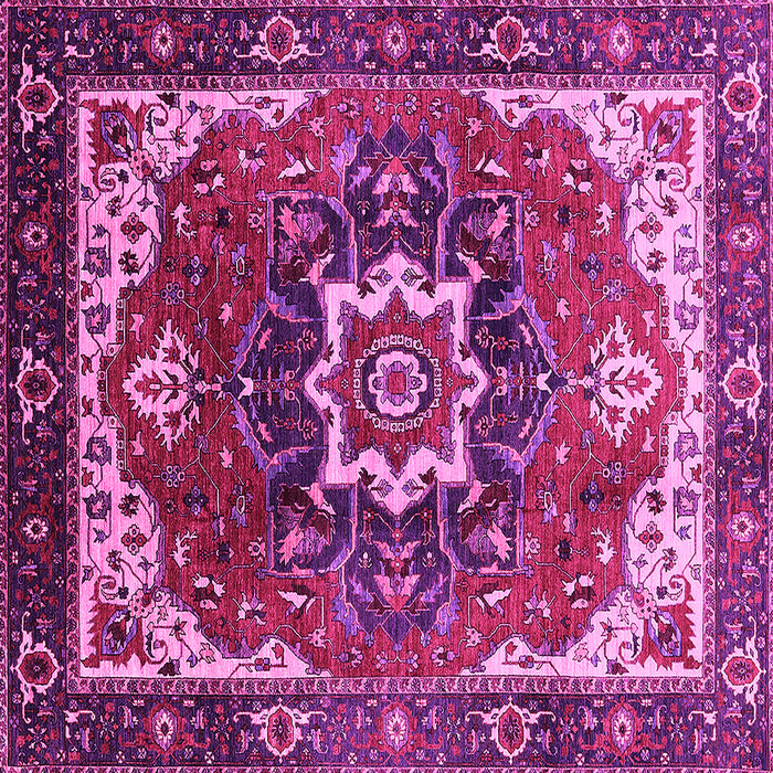 Square Machine Washable Oriental Pink Industrial Rug, wshurb1151pnk