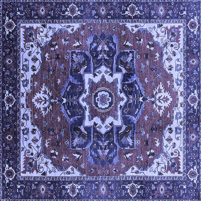 Square Machine Washable Oriental Blue Industrial Rug, wshurb1151blu