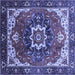 Square Machine Washable Oriental Blue Industrial Rug, wshurb1151blu