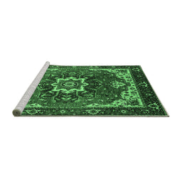 Sideview of Machine Washable Oriental Emerald Green Industrial Area Rugs, wshurb1151emgrn