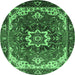 Round Oriental Emerald Green Industrial Rug, urb1151emgrn