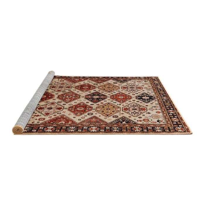 Sideview of Machine Washable Industrial Modern Saffron Red Rug, wshurb1152