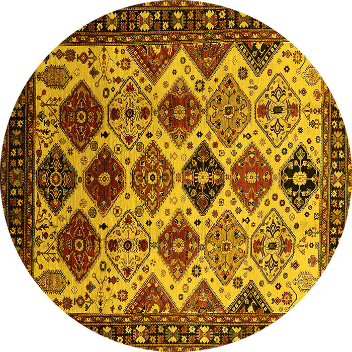 Round Oriental Yellow Industrial Rug, urb1152yw
