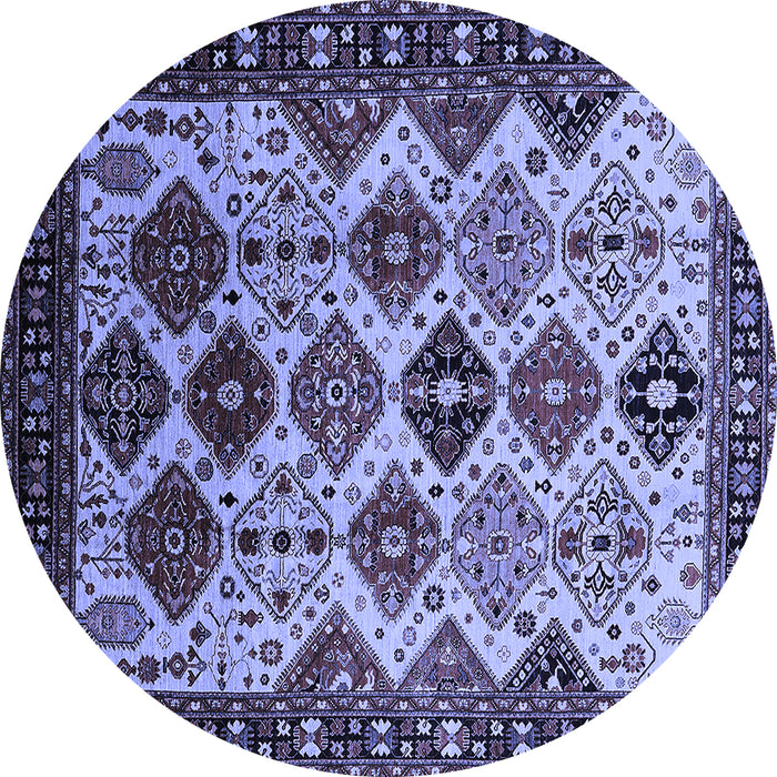 Round Machine Washable Oriental Blue Industrial Rug, wshurb1152blu