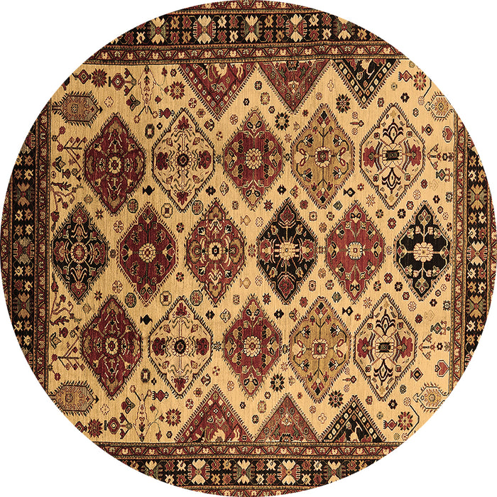 Round Oriental Brown Industrial Rug, urb1152brn