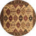 Round Oriental Brown Industrial Rug, urb1152brn