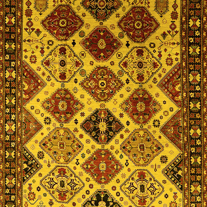 Machine Washable Oriental Yellow Industrial Rug, wshurb1152yw
