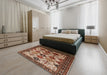 Mid-Century Modern Saffron Red Oriental Rug in a Bedroom, urb1152