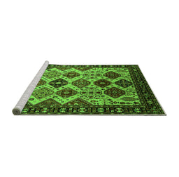 Sideview of Machine Washable Oriental Green Industrial Area Rugs, wshurb1152grn