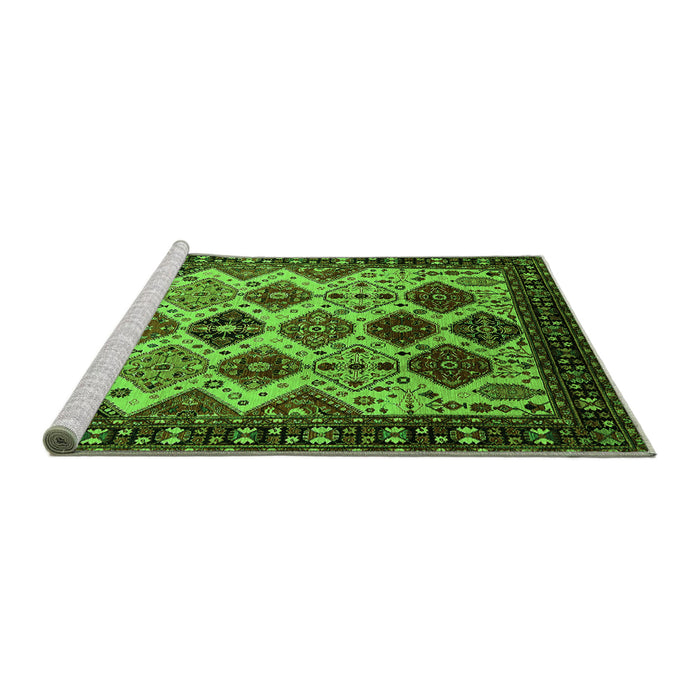 Sideview of Machine Washable Oriental Green Industrial Area Rugs, wshurb1152grn