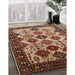 Mid-Century Modern Saffron Red Oriental Rug in Family Room, urb1152