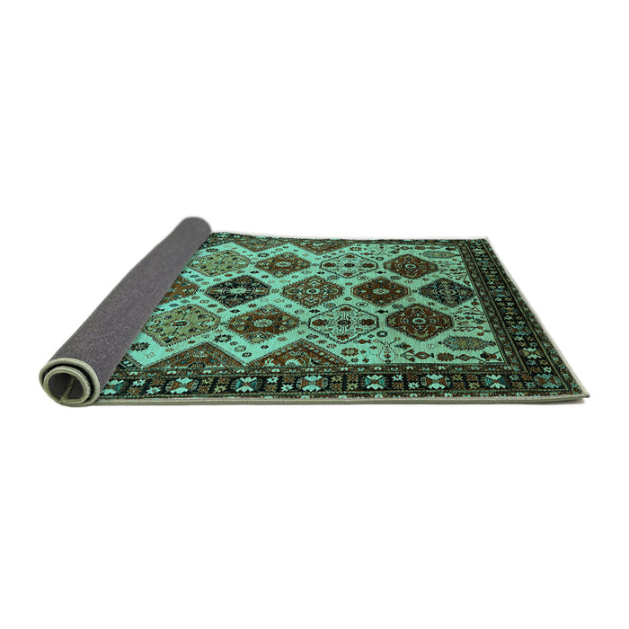 Sideview of Oriental Turquoise Industrial Rug, urb1152turq