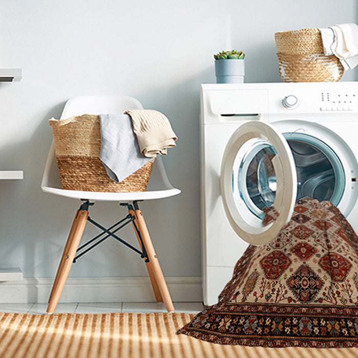 Machine Washable Industrial Modern Saffron Red Rug in a Washing Machine, wshurb1152