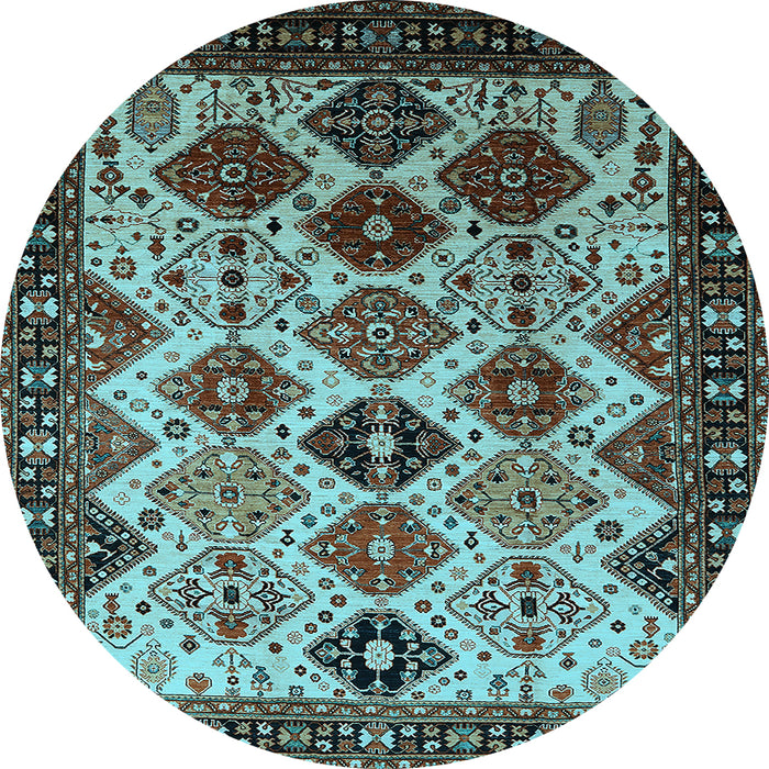 Round Oriental Light Blue Industrial Rug, urb1152lblu