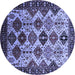 Round Oriental Blue Industrial Rug, urb1152blu