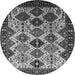 Round Oriental Gray Industrial Rug, urb1152gry