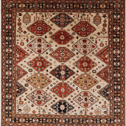 Square Machine Washable Industrial Modern Saffron Red Rug, wshurb1152