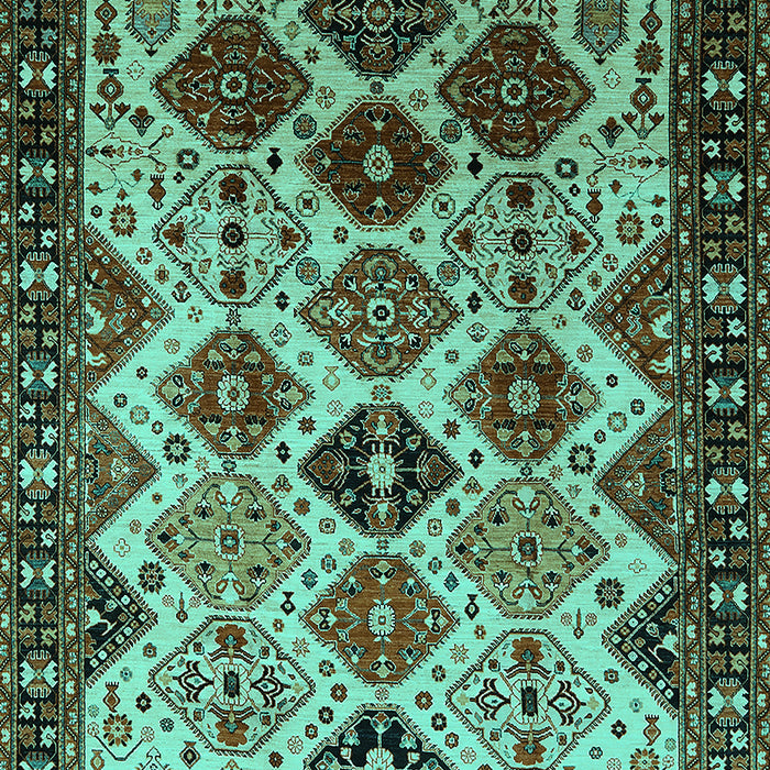 Machine Washable Oriental Turquoise Industrial Area Rugs, wshurb1152turq