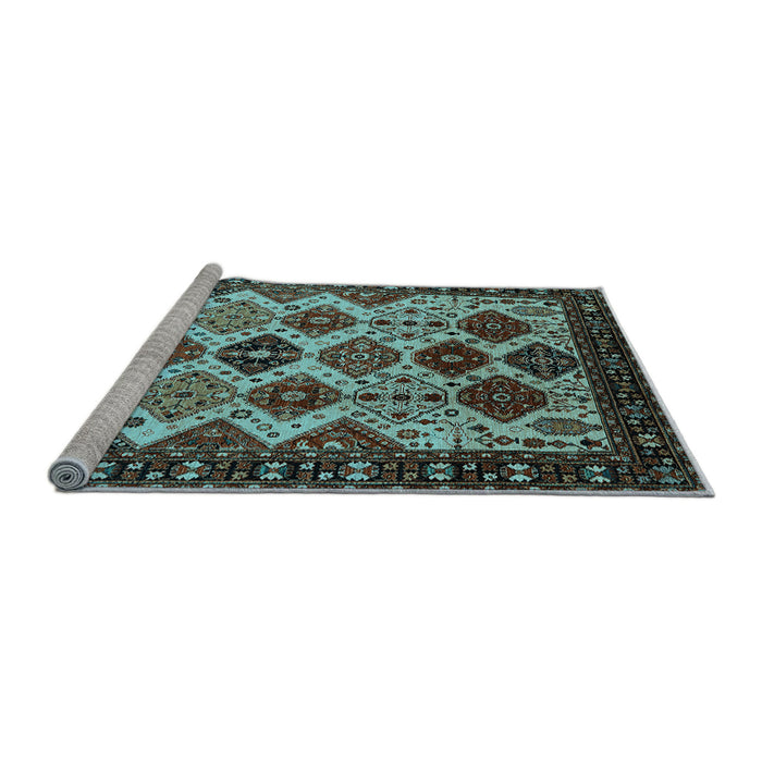 Sideview of Machine Washable Oriental Light Blue Industrial Rug, wshurb1152lblu