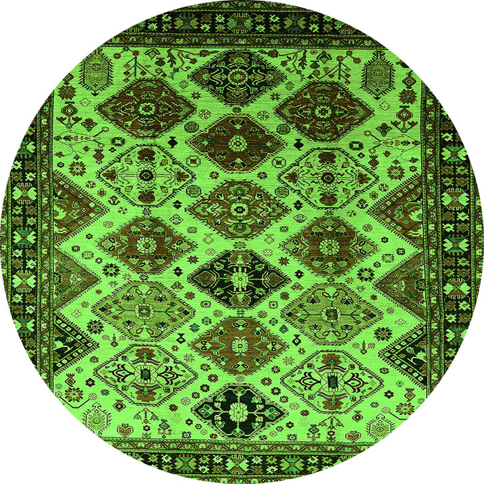 Round Oriental Green Industrial Rug, urb1152grn