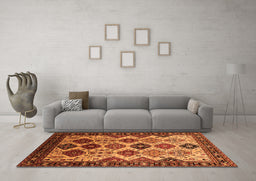 Machine Washable Oriental Orange Industrial Area Rugs in a Living Room, wshurb1152org