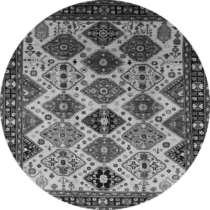 Round Machine Washable Oriental Gray Industrial Rug, wshurb1152gry