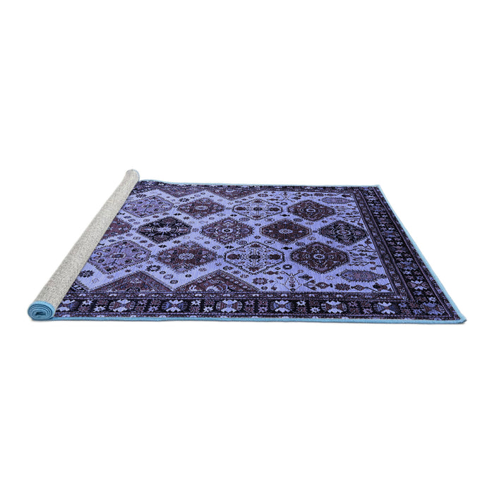 Sideview of Machine Washable Oriental Blue Industrial Rug, wshurb1152blu