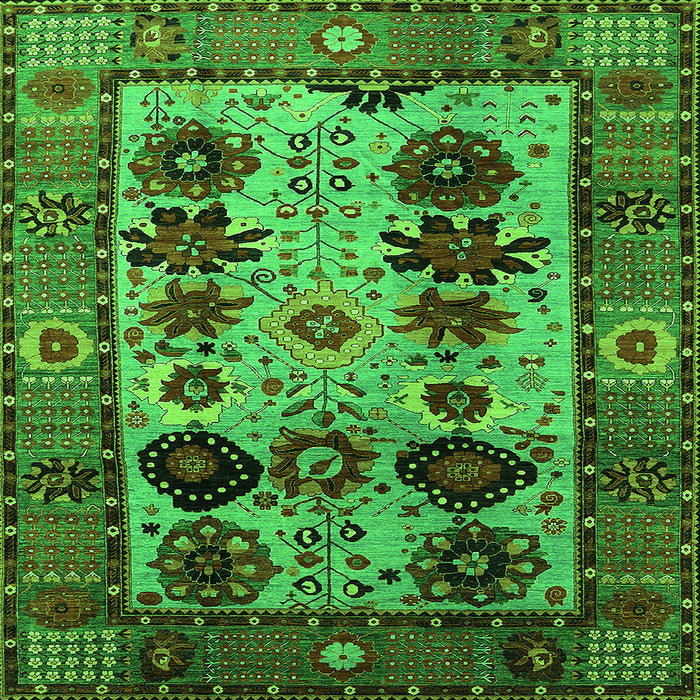 Square Oriental Green Industrial Rug, urb1153grn