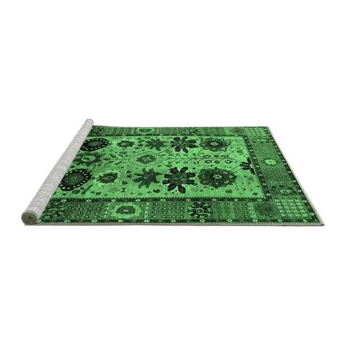 Sideview of Machine Washable Oriental Emerald Green Industrial Area Rugs, wshurb1153emgrn