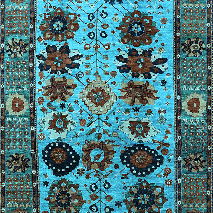 Machine Washable Oriental Light Blue Industrial Rug, wshurb1153lblu